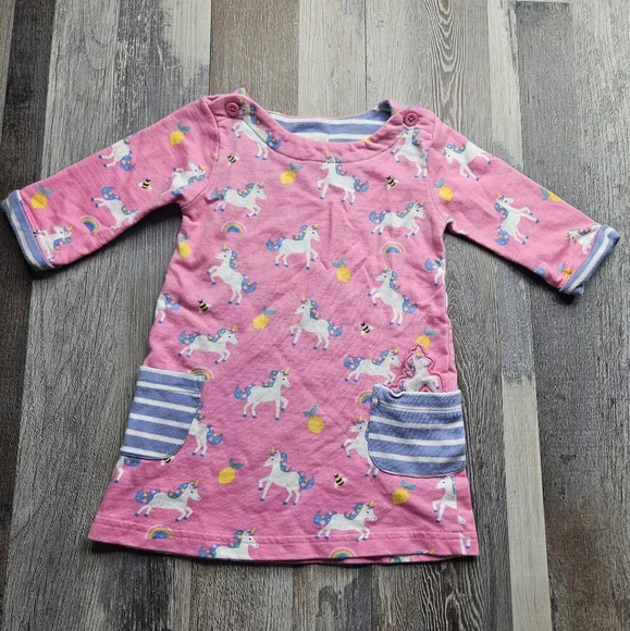 Jojo Maman Bebe Dress Unicorn Pink Size 12-18 Months - Picture 2 of 7